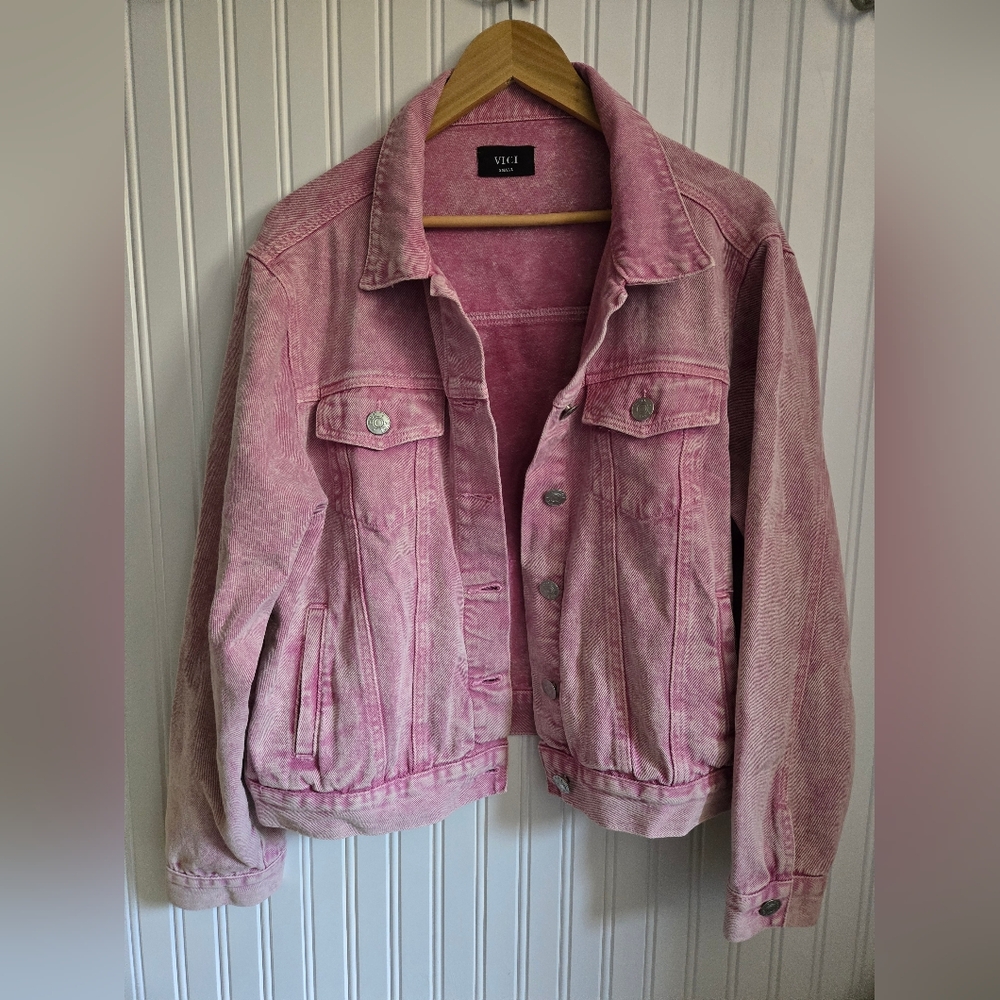 Vici Faded Pink Jean Jacket Oversized